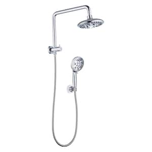 6-Spray Patterns with 2.2 GPM 8 in. Wall Mount Dual Fixed Shower Heads with Screw-Free Installation in Chrome