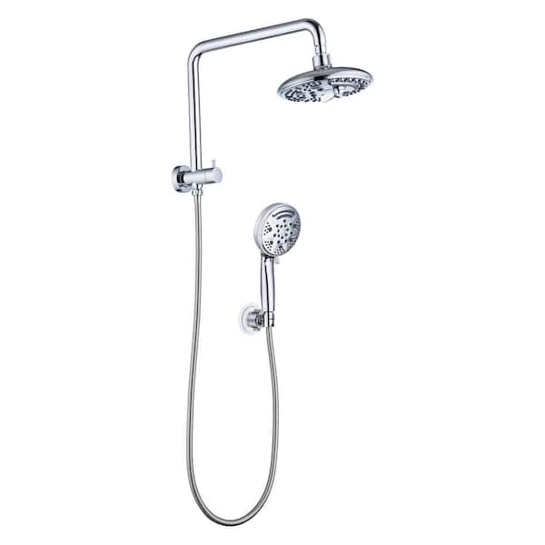 Siavonce 6-Spray Patterns with 2.2 GPM 8 in. Wall Mount Dual Fixed Shower Heads with Screw-Free Installation in Chrome