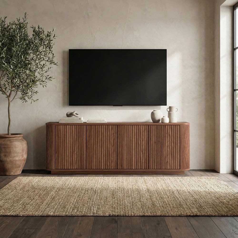 Meyer&Cross Canton 68 in. Satin Walnut TV Stand Fits TV's up to 75