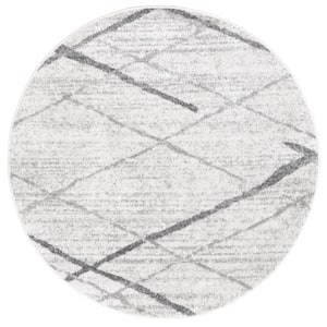 Thigpen Contemporary Stripes Gray 5 ft. Round Rug