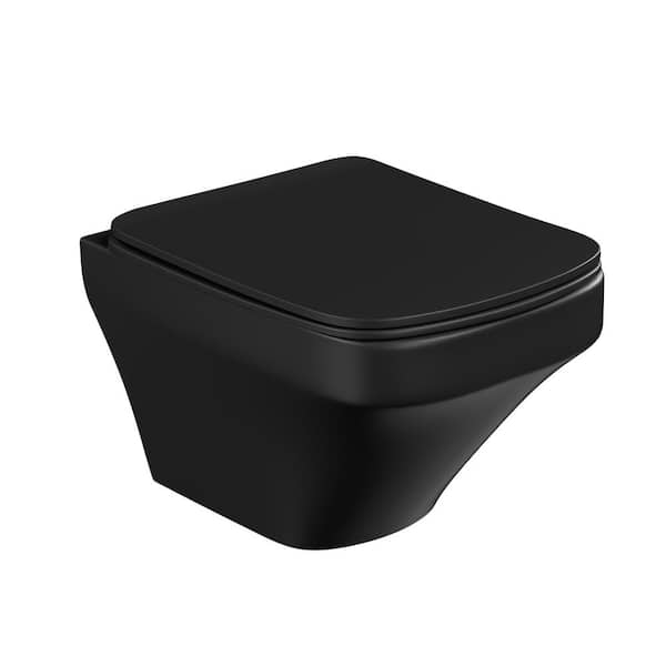 Simple Project Wall Mounted One-Piece 1.0/1.6 GPF Dual Flush Square Toilet in Black