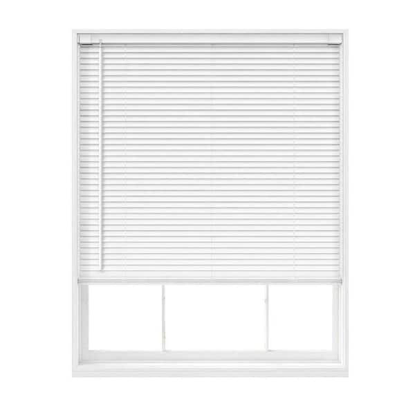 White Cordless Light Filtering No Drill Horizontal Window Blinds with 1 in. Slats - 34 in. W x 64 in. L