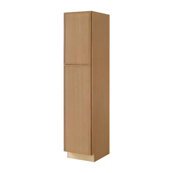 Leyton 18 in. W x 24 in. D x 84 in. H Ready to Assemble Plywood Slim Shaker Pantry Kitchen Cabinet in White Oak