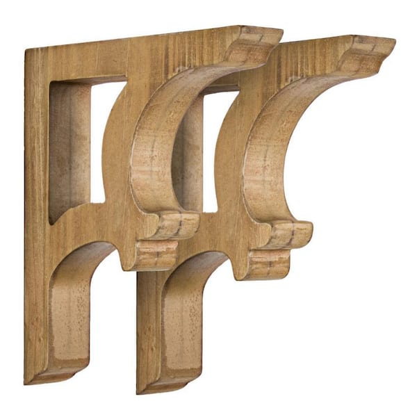 7.25 in. W x 6.25 in. D x 1.25 in. L Brown Wood Corbels Decorative Wall Shelf, Set of 2 Rustic Farmhouse Decor