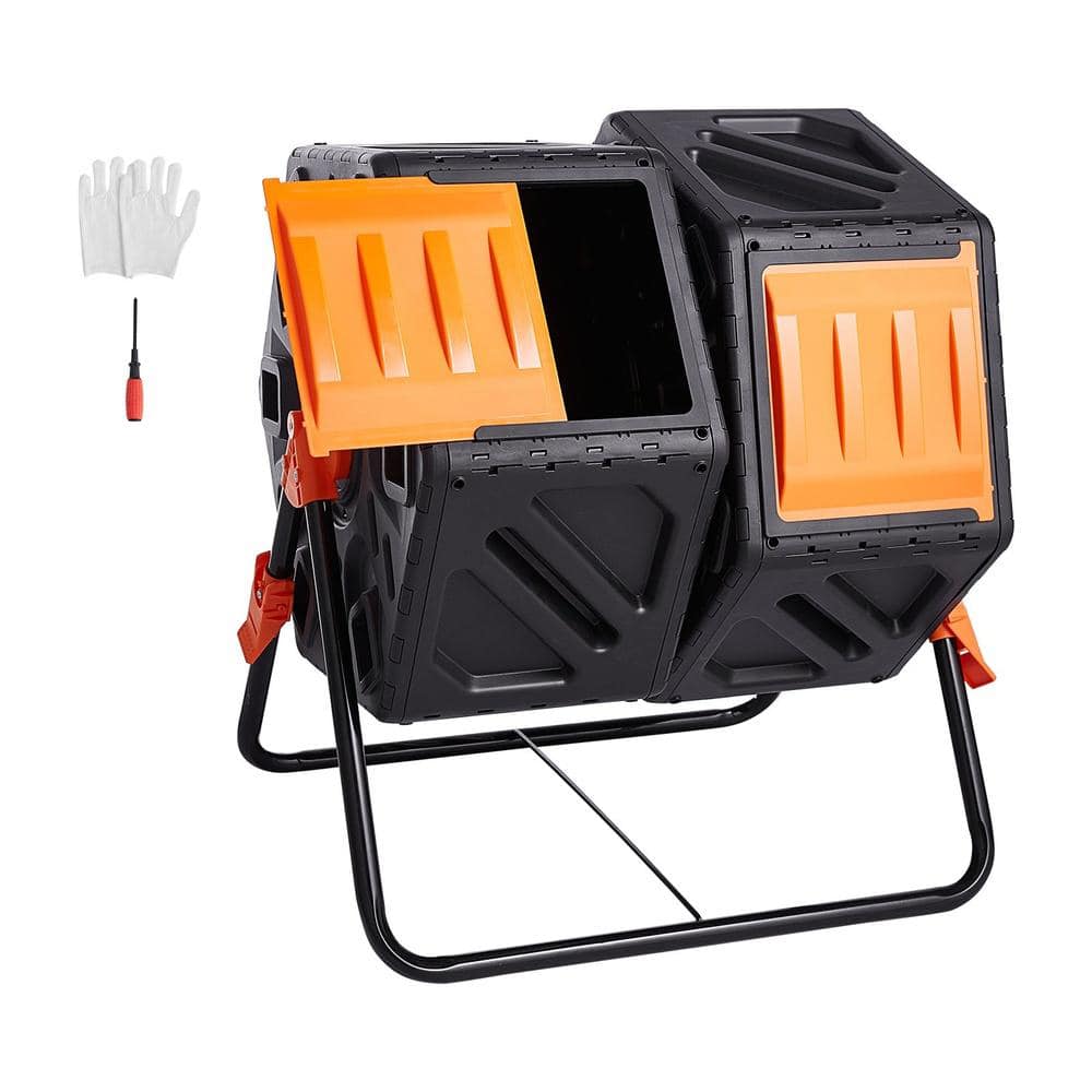 Dual Chamber Compost Tumbler 37 Gal BPA-Free 360° Rotating Composter Steel Frame 2 Sliding Doors Outdoor Garden price history on PriceWatchPro