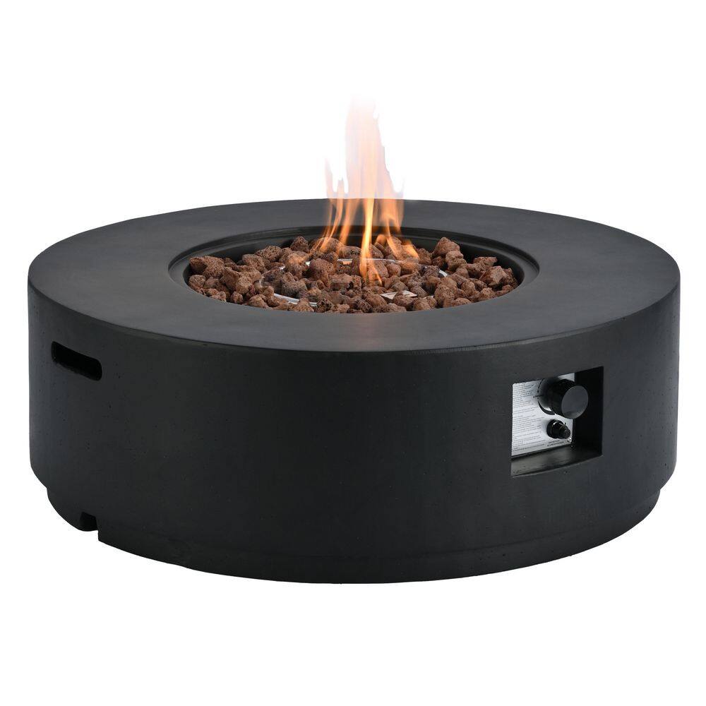Brighton Patio Black Round MGO 50000 BTU Propane Outdoor Fire Pit with Steel Burner, Lava Rocks and Cover price history on PriceWatchPro