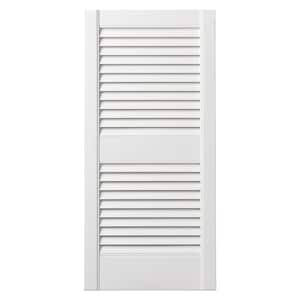 15 in. x 25 in. Open Louvered Polypropylene Shutters Pair in White