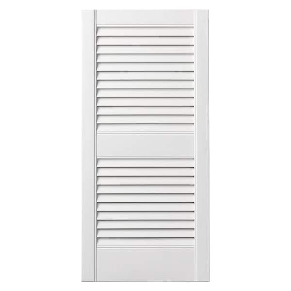15 in. x 35 in. Open Louvered Polypropylene Shutters Pair in White