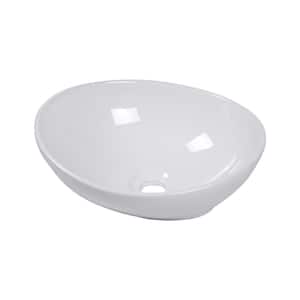 16 in. Oval Bathroom Sink White Porcelain Ceramic Vessel Sink