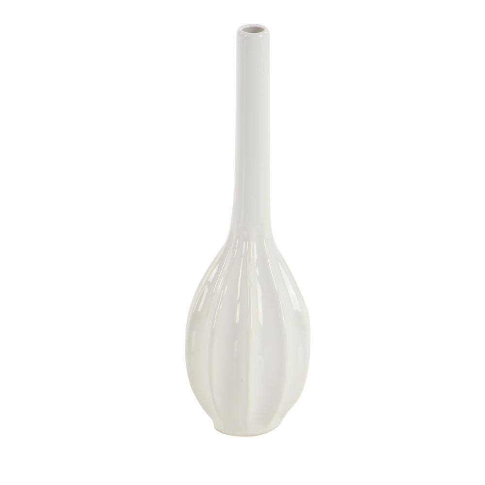 White Modern Ceramic Bud Vase Set - 12" Tall