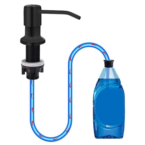 Stainless Steel Soap Dispenser with Long Tube, Direct Connect to Soap Bottle for Kitchen Sink, Lotion Dispenser, Black