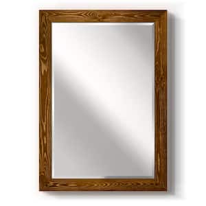 29 in. W x 41 in. H Framed Rectangle Beveled Edge Wood Mirror in Maple