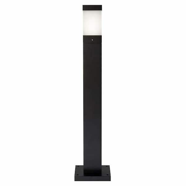 250-Watt Equivalent Black Square LED Bollard Light, Hardwired Line Voltage, Selectable CCT 2700K/4000K/5000K