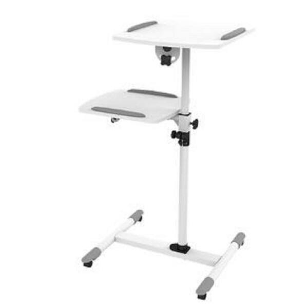 ProHT White 2-Shelf Universal Flexible Projector/Laptop Trolley