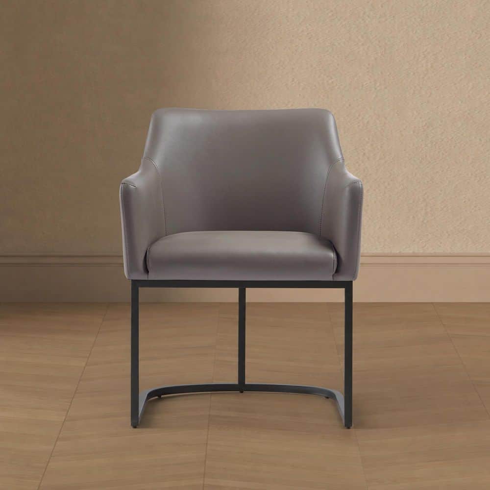 Serena Grey Modern Faux Leather Upholstered Dining Armchair
