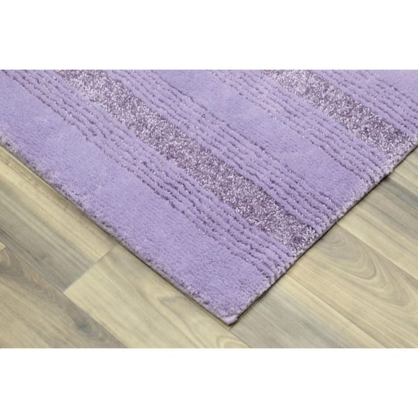 Essence Purple 30 in. x 50 in. Washable Bathroom Accent Rug