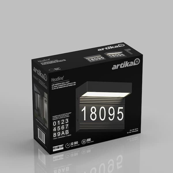 Artika Headline Address Name Black Modern Integrated LED Exterior