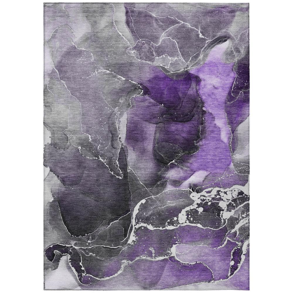 Purple and Gray Abstract Pattern 3' x 5' Washable Area Rug