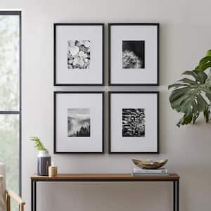 16" x 20" Matted to 8" x 10" Black Gallery Wall Picture Frame (Set of 4)