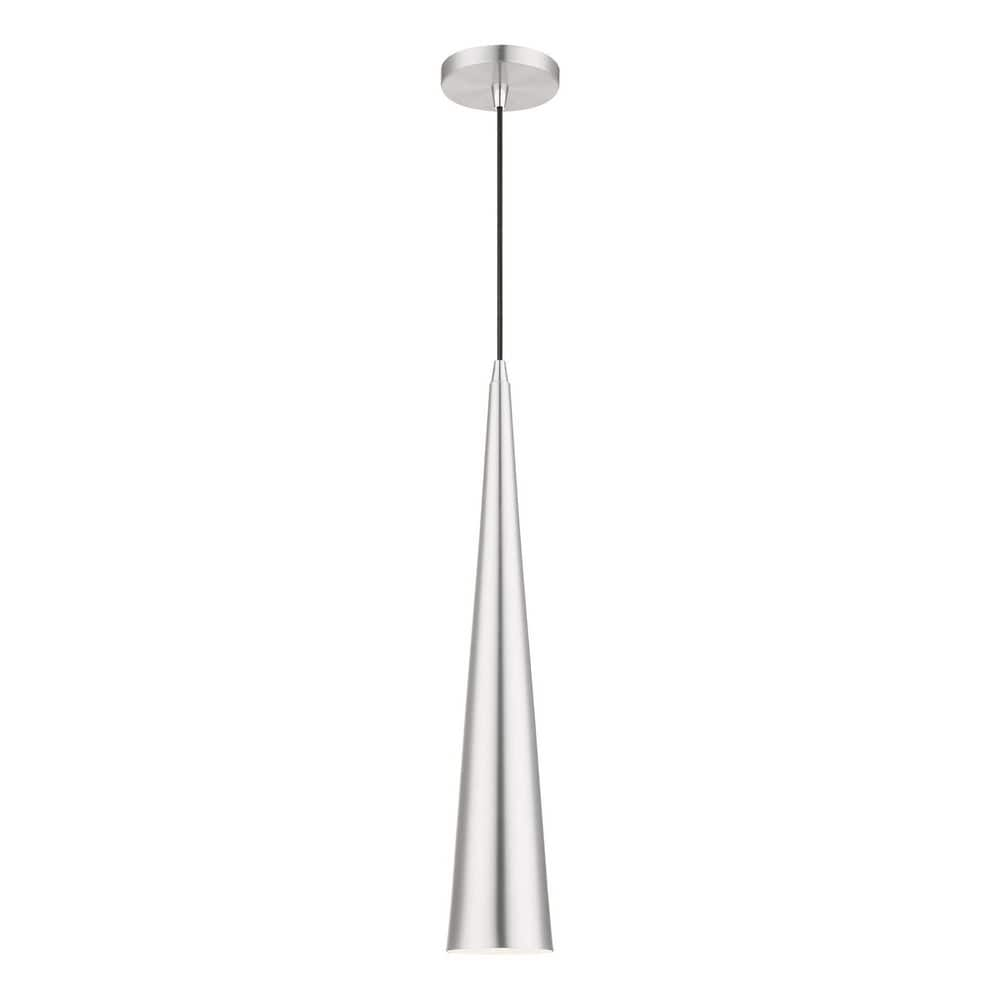 Livex Lighting Noho 1-Light Brushed Aluminum Tall Pendant with Polished  Chrome Accents 49631-66 - The Home Depot