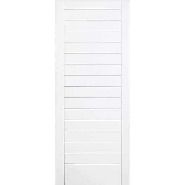 Steves & Sons 30 in. x 80 in. Modern Stacked Solid Core White Primed Wood Interior Door Slab