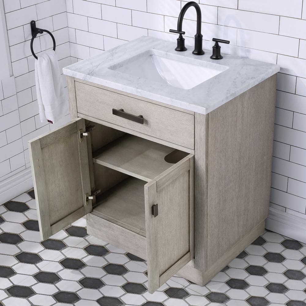 Chestnut 30'' Grey Oak Single Sink Bathroom Vanity with Bronze Hardware