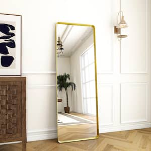 20 in. W x 64 in. H Rectangular Modern Gold Aluminum Deep Framed Full Length Mirror Floor Mirror