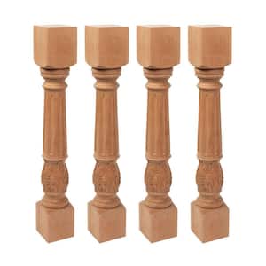 35.25 in. x 5 in. Unfinished Solid North American Cherry Acanthus Leaf Kitchen Island Leg (4-Pack)
