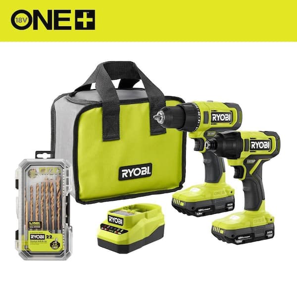 ONE+ 18V Cordless 2-Tool Combo Kit with Drill/Driver, Impact Driver, (2) Batteries, Charger, & Drill Bit Set (22-Piece)