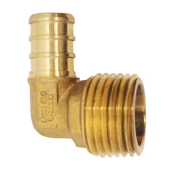 Apollo 1/2 in. Brass PEX-B Barb x 1/2 in. Male Pipe Thread Adapter 90-Degree Elbow