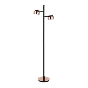 68 in. Black 2 1-Way (On/Off) Tree Floor Lamp for Living Room with Metal Bell Shade