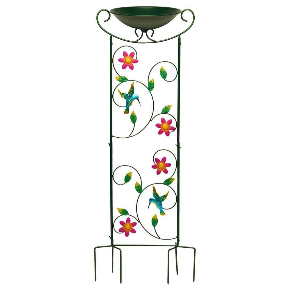 35 in. Green Hemmingbird Garden Iron Trellis Bird Bath price history on PriceWatchPro