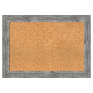 Bridge Grey Wood Framed Natural Corkboard 42 in. x 30 in. Bulletin Board Memo Board
