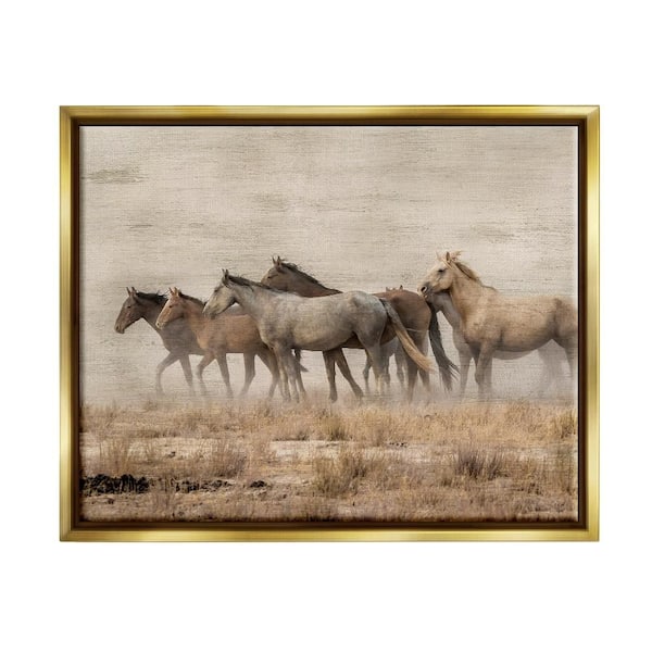 Stupell Industries Galloping Horse Herd Countryside by Danita Delimont 1-Piece Gold Floater Frame Animal Graphic Art Print 25 in. x 31 in.
