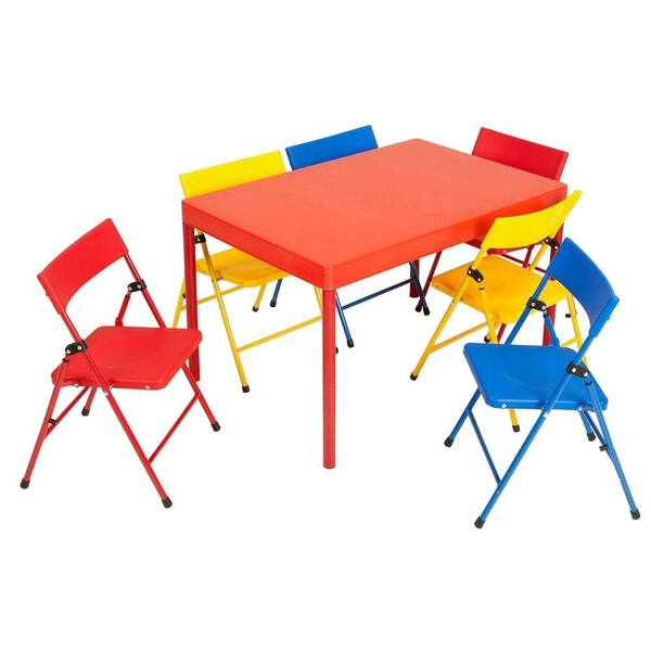 Cosco 36 in. x 24 in. Kids Table Set in Primary colors (7-Piece)