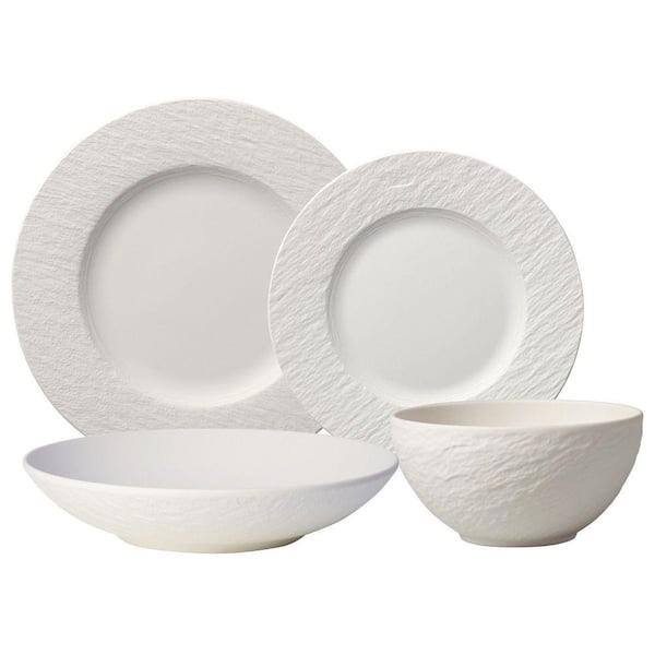 4-Piece Manufacture Rock Blanc White Porcelain Place Setting (Service for One)