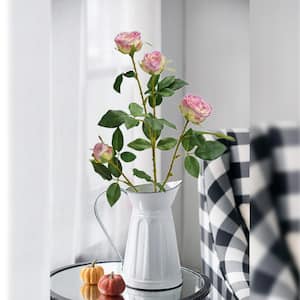 Kensley 4 in. Pink Artificial Other Rose Spray