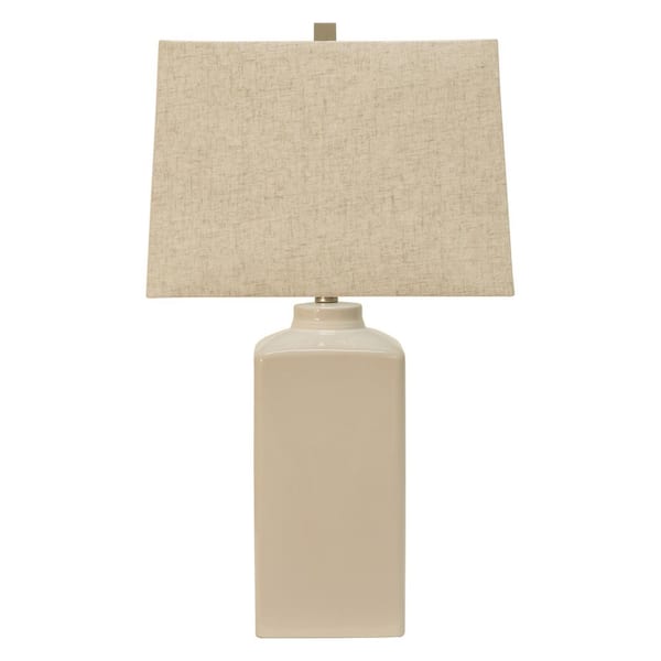 Decor Therapy Kennedy 26.5 in. White Table Lamp with Linen Shade TL17297