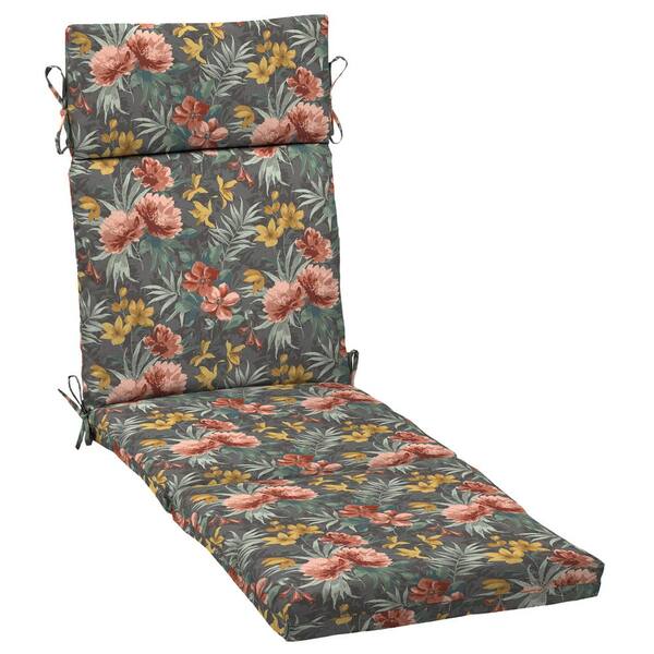 ARDEN SELECTIONS 21 in. x 72 in. Outdoor Chaise Lounge Cushion in Phoebe Grey Floral