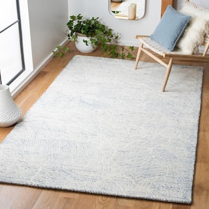 Metro Blue/Ivory 5 ft. x 8 ft. Solid Color Abstract Area Rug