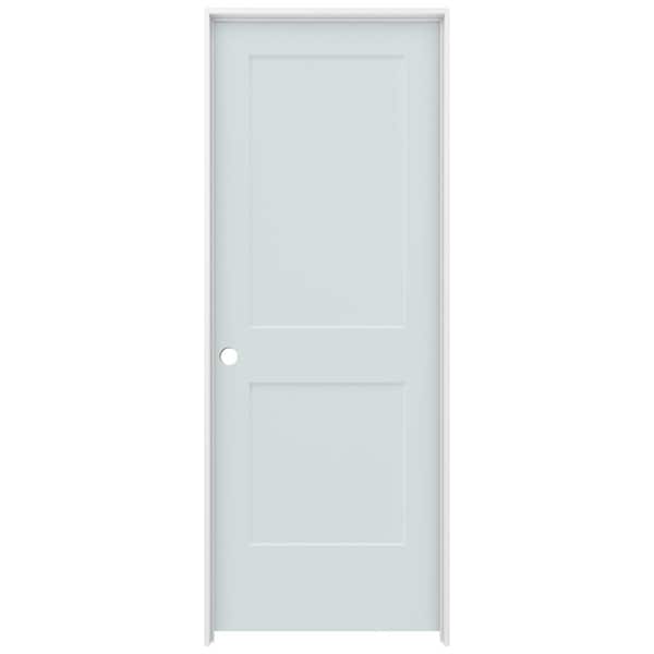 JELD-WEN 32 in. x 80 in. Monroe Light Gray Painted Right-Hand Smooth Solid Core Molded Composite MDF Single Prehung Interior Door