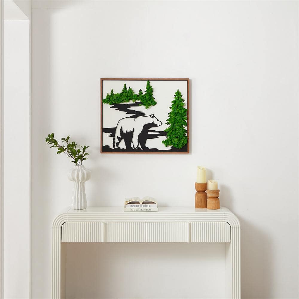Vivid and Lively Bear Metal Art Moss Wall Decor, Eco-Friendly, Low Maintena