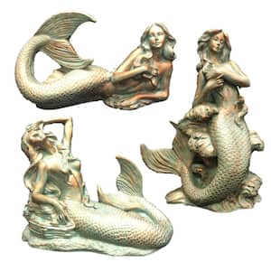 Bronze Patina Classic Mermaid Nautical Beach Statue Assortment (3-Piece Assortment)