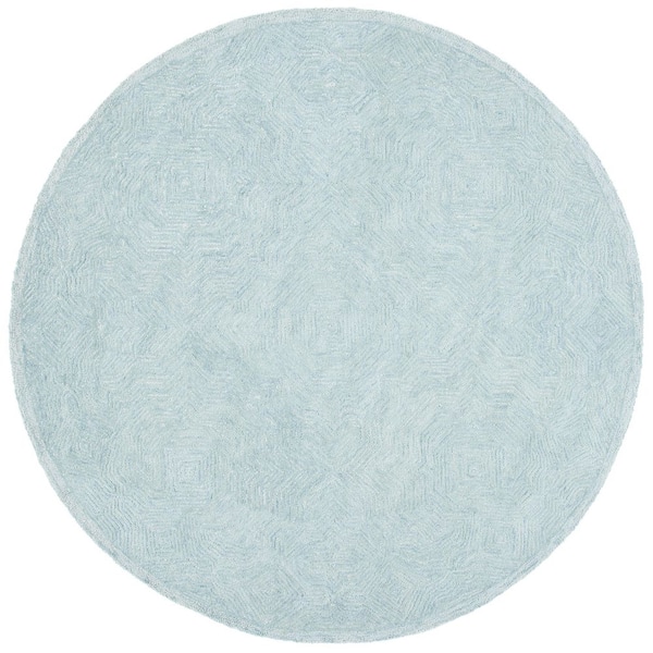 SAFAVIEH Ikat Aqua 6 ft. x 6 ft. Striped Border Round Area Rug