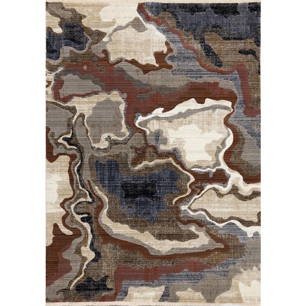 Beige 8 ft. x 10 ft. Woven Abstract Rectangle Indoor Area Rug