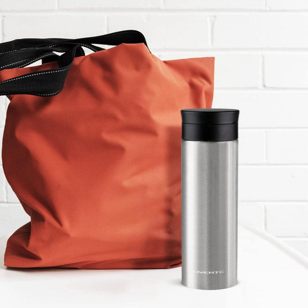 16 oz Silver Stainless Steel Insulated Travel Tumbler with Lid