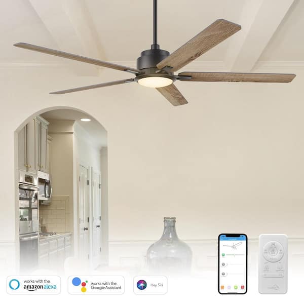 CARRO Essex 60 in. Dimmable LED Indoor/Outdoor Black Smart Ceiling Fan with Light and Remote, Works with Alexa/Google Home