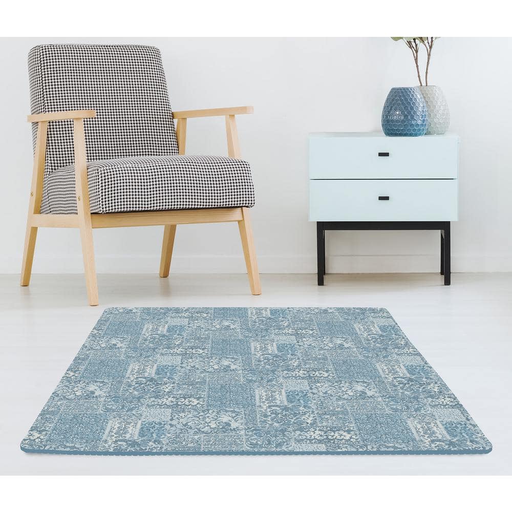 Blue Distressed Boho Foam Interlocking Floor Tiles