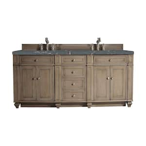 Bristol 72.0 in. W x 23.5 in. D x 34.0 in. H Bathroom Vanity in Whitewashed Walnut with Parisien Bleu Top