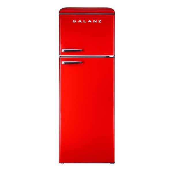Galanz 12.0 cu. ft. Top Freezer Retro Refrigerator with Dual Door True Freezer, Frost Free in Red